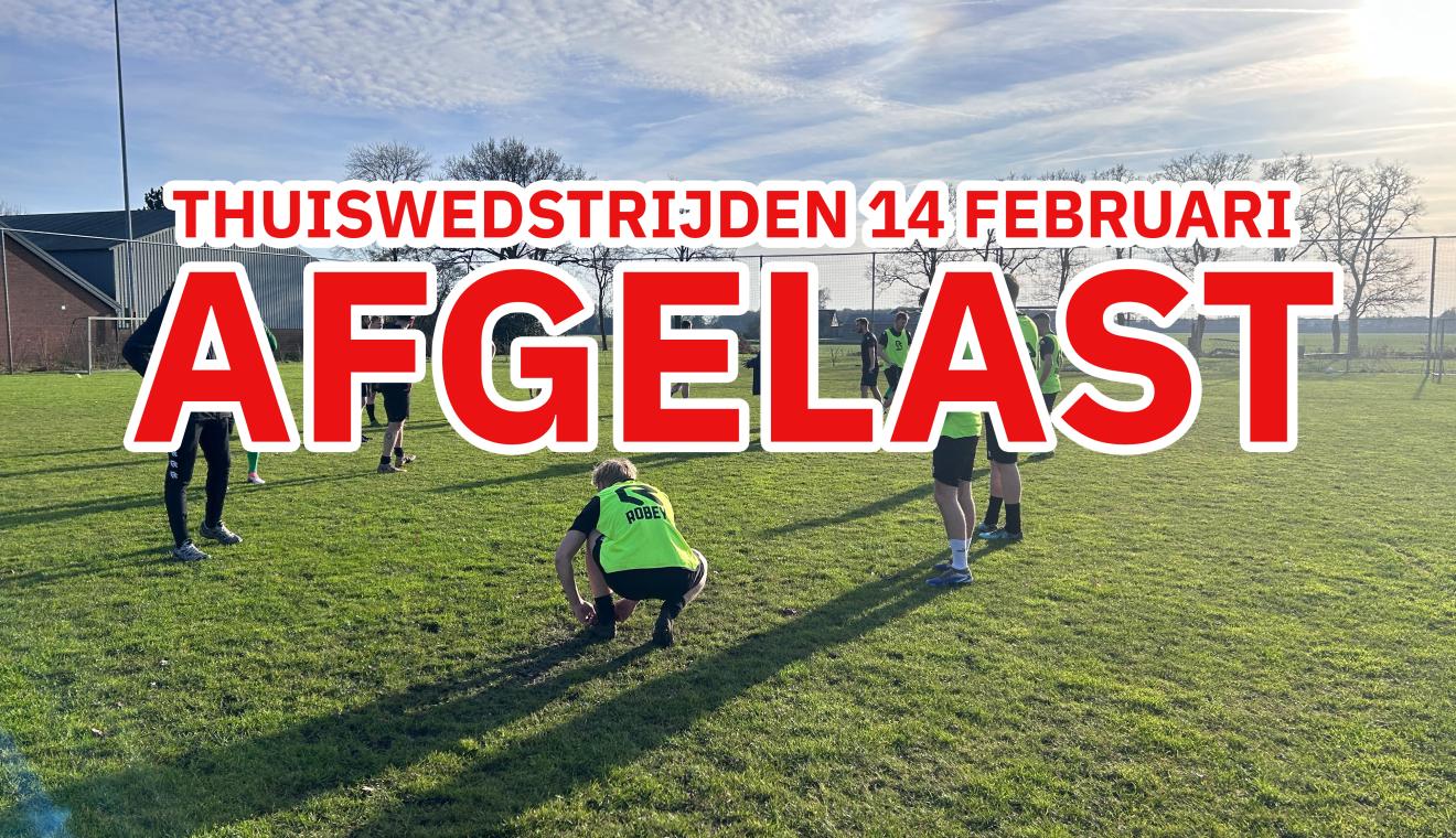 Thuiswedstrijden komend weekend wederom afgelast