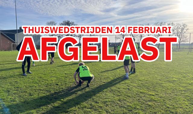 Thuiswedstrijden komend weekend wederom afgelast