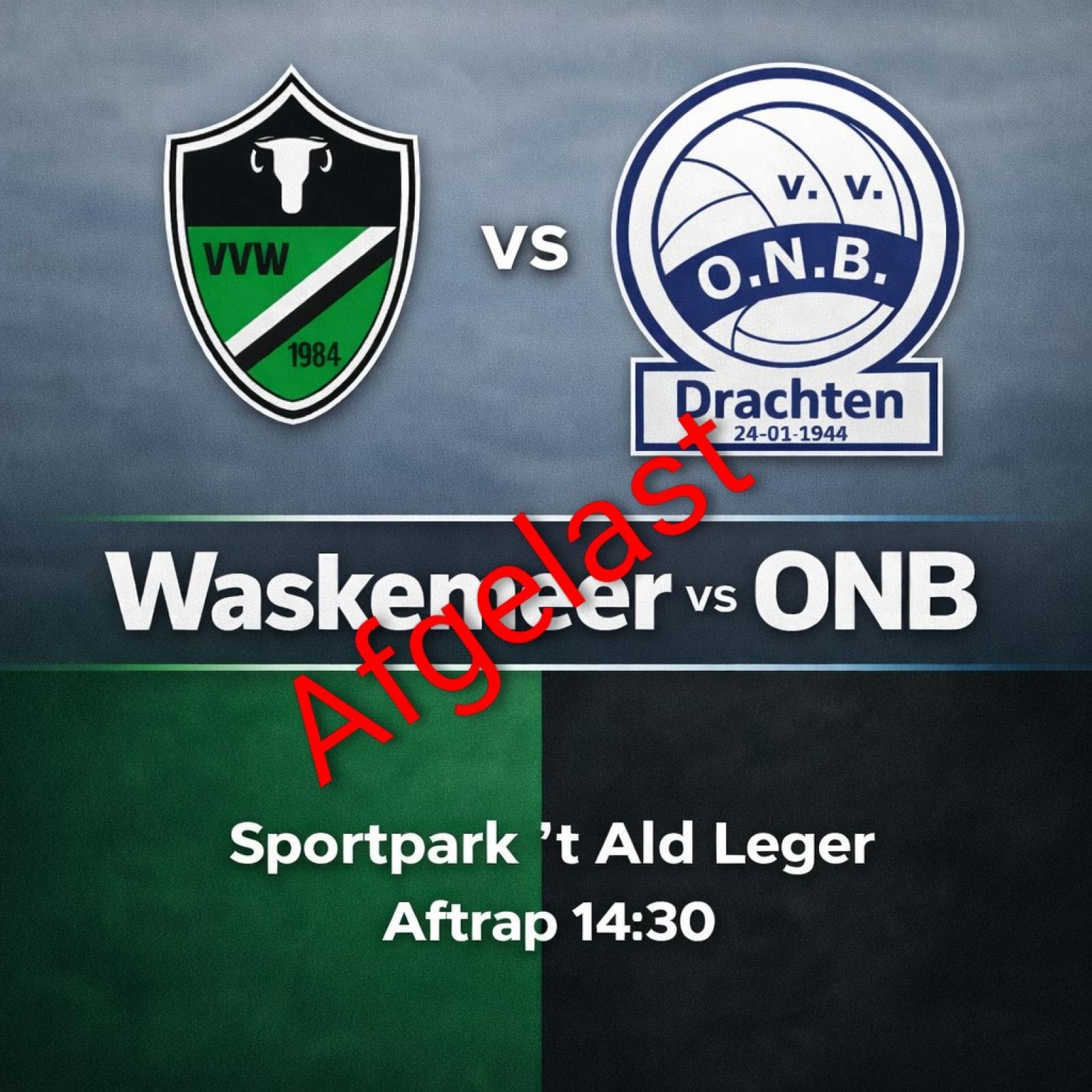 Geen wedstrijden op Sportpark t Ald Leger