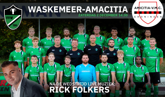 Waskemeer ontvangt Amacitia VMC met na afloop live muziek van Rick Folkers